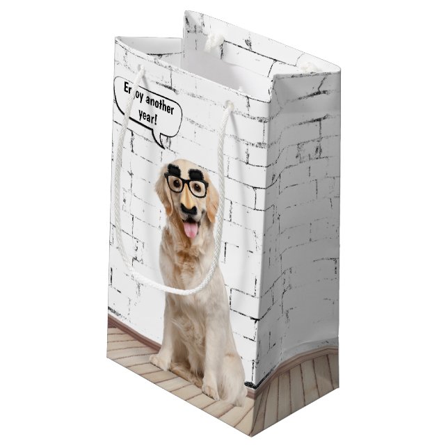 Bolsa De Regalo Pequeña Golden Retriever con máscara de bigote (Angulo reverso)