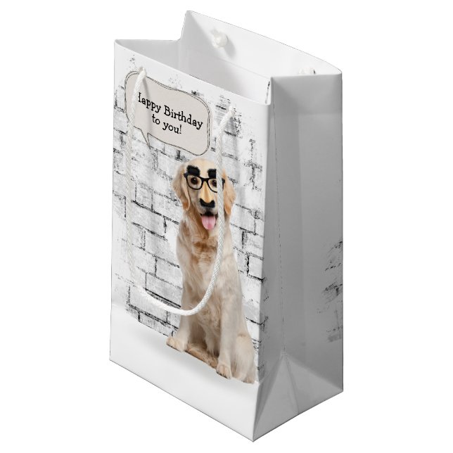 Bolsa De Regalo Pequeña Golden Retriever con su cumpleaños de máscara grac (Angulo Anverso)