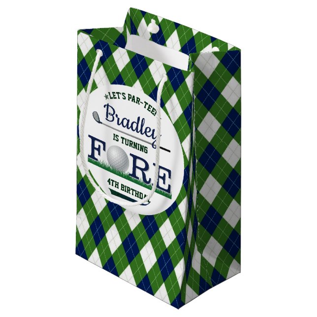 Bolsa De Regalo Pequeña Golf PAR-TEE 4º cumpleaños (Angulo Anverso)