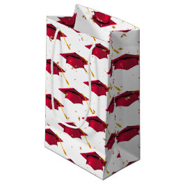 Bolsa De Regalo Pequeña Gorra roja de graduación con confetti