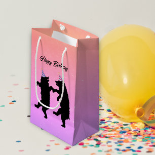Bolsa De Regalo Pequeña Gorras Fiestas de dos osos negros bailarines Cumpl