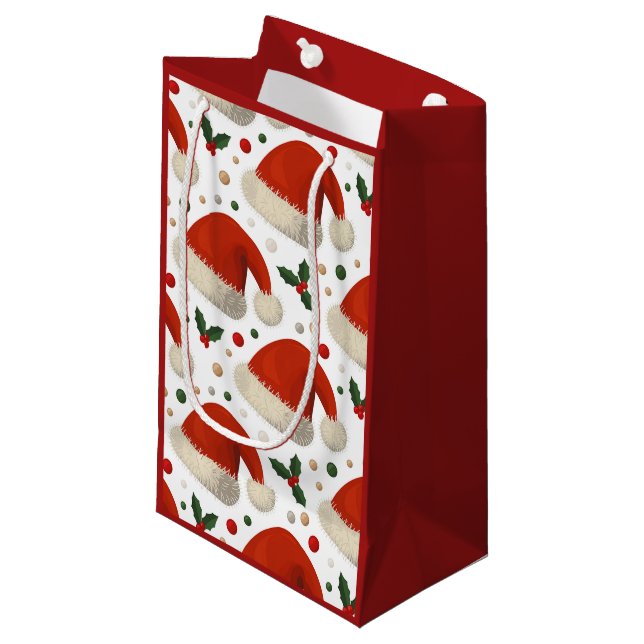 Bolsa De Regalo Pequeña Gorros de Santa (Angulo Anverso)