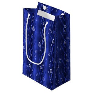 Bolsa De Regalo Pequeña Gotas de lluvia azul Metalizado