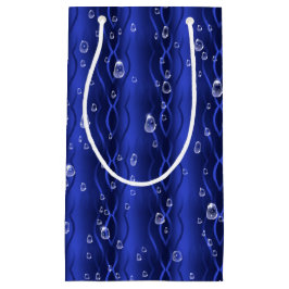 Bolsa De Regalo Pequeña Gotas de lluvia azul Metalizado