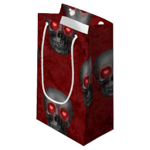 Bolsa De Regalo Pequeña Gótico de color rojo rojo de los ojos de calavera