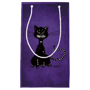 Bolsa De Regalo Pequeña Gótico Morado Ragged Evil Gato Negro