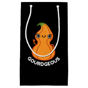 Bolsa De Regalo Pequeña Gourd-geous Funny Gourd Veggie Pun Dark BG