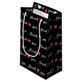 Bolsa De Regalo Pequeña Gracias A Los Corazones Rojos En Negro