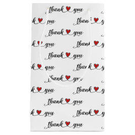 Bolsa De Regalo Pequeña Gracias Corazones Rojos Sobre Blanco