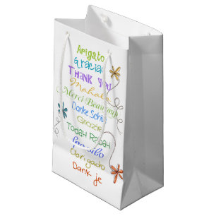Bolsa De Regalo Pequeña Gracias en idiomas extranjeros