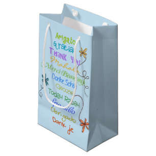 Bolsa De Regalo Pequeña Gracias en idiomas extranjeros