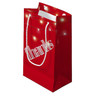 Bolsa De Regalo Pequeña Gracias En Texto De Escarcha Con Cadena Ligera