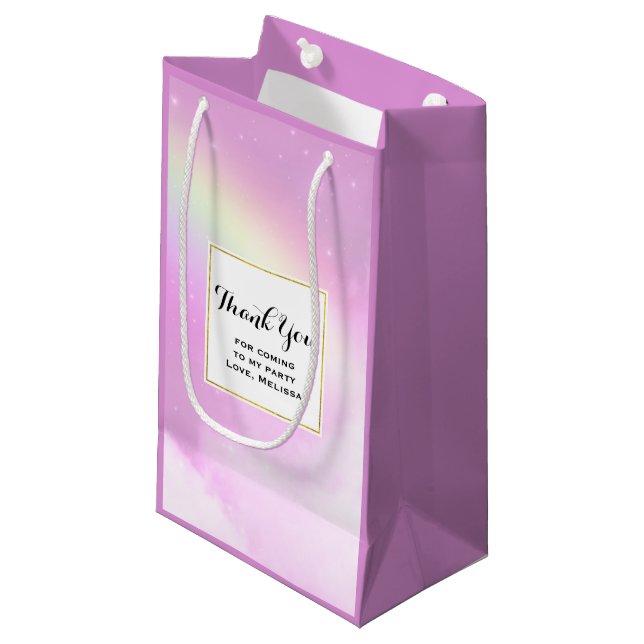 Bolsa De Regalo Pequeña Gracias por las nubes onduladas del cielo rosado y (Angulo Anverso)