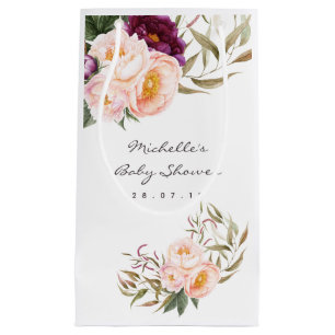Bolsa De Regalo Pequeña Gracias por Peach y Burgundy Floral Baby Shower