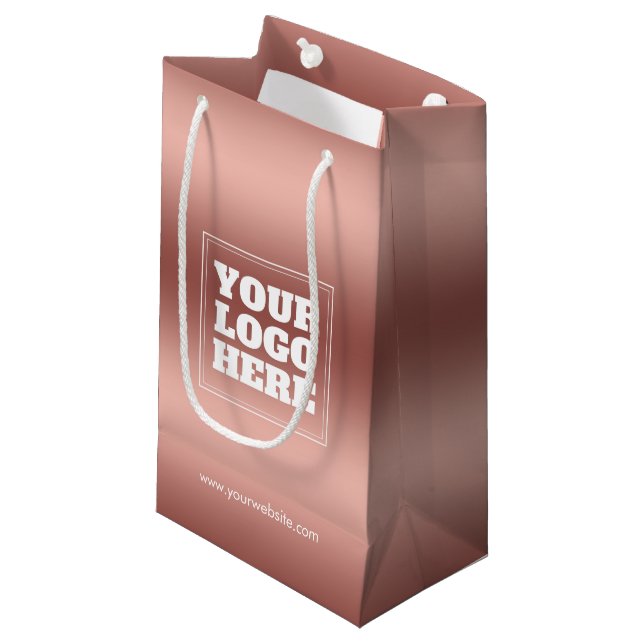 Bolsa De Regalo Pequeña Gradiente de Oro Rosa Logo de Empresa Personalizad (Angulo Anverso)