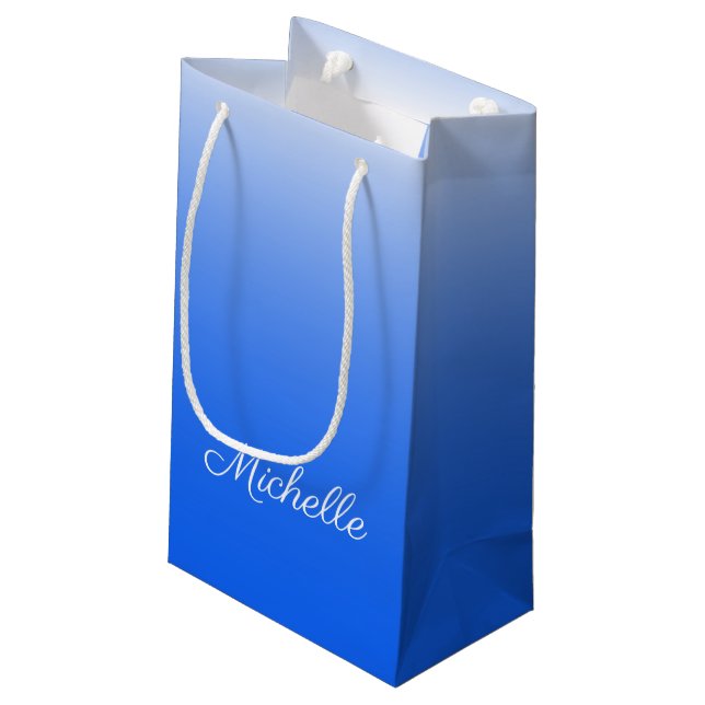 Bolsa De Regalo Pequeña Gradiente personalizado azul eléctrico oscuro (Angulo reverso)