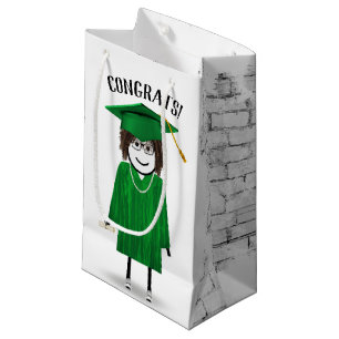 Bolsa De Regalo Pequeña Graduada de sexo masculino con gorra verde y diplo