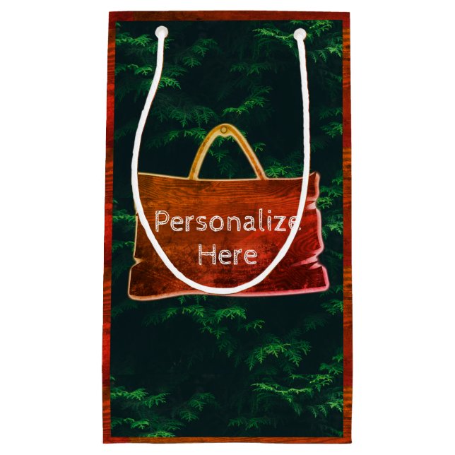 Bolsa De Regalo Pequeña Grano de madera de árbol verde rústico marrón verd (Anverso)