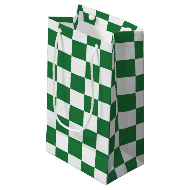 Bolsa De Regalo Pequeña Green and White Holiday Check (Angulo Anverso)