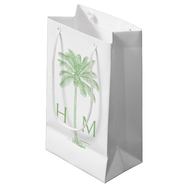 Bolsa De Regalo Pequeña Green Coastal Palmetto Palm Monogram (Angulo Anverso)