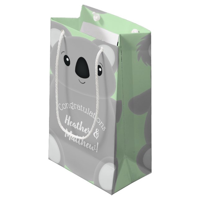 Bolsa De Regalo Pequeña Green Koala Bear Baby Shower (Angulo Anverso)