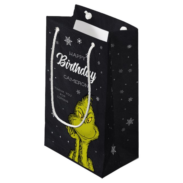 Bolsa De Regalo Pequeña Grinch Chalkboard Birthday Favor (Angulo Anverso)
