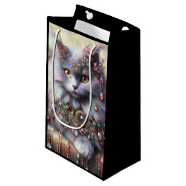 Bolsa De Regalo Pequeña Gris de pelo largo Nebelung Cat Kitty con joyas