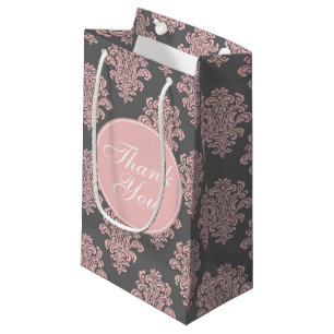 Bolsa De Regalo Pequeña Gris y rosado Damasco gracias