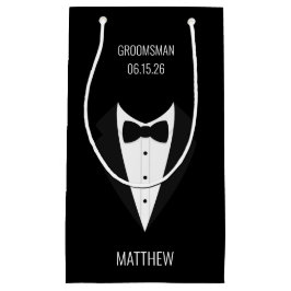 Bolsa De Regalo Pequeña Groomsmen Boda de Tuxedo negro personalizado