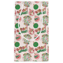Bolsa De Regalo Pequeña Groovy and Bright Pink and Green Retro Holiday
