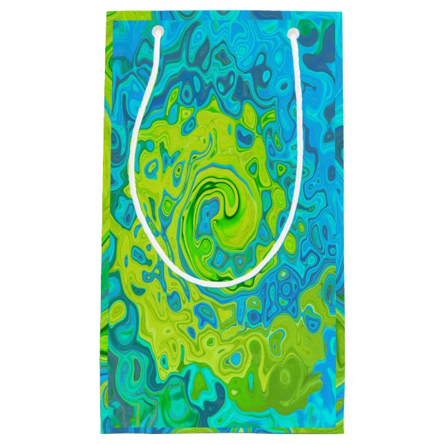 Bolsa De Regalo Pequeña Groovy Chartreuse y Aquamarine Liquid Swirl (Anverso)