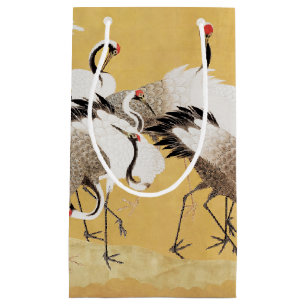 Bolsa De Regalo Pequeña Grúas japonesas de rebaño Vintage Pájaro Rico Clás