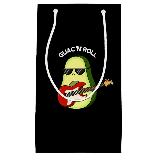 Bolsa De Regalo Pequeña Guac Y Rollo Funny Aguacate Pun Dark BG (Anverso)
