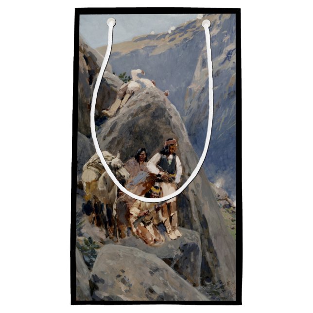 Bolsa De Regalo Pequeña Guerreros Apache: Emboscada en la caballería norte (Anverso)