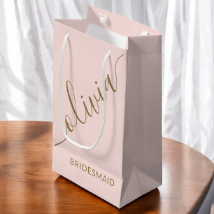 Bolsa De Regalo Pequeña Guión de la dama de honor oro rosa Minimalista ele