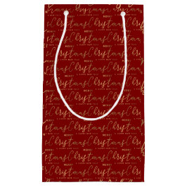 Bolsa De Regalo Pequeña Guión rojo y oro Feliz Navidad Año Nuevo feliz