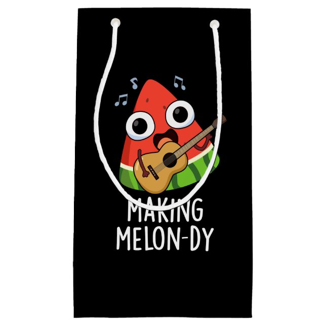 Bolsa De Regalo Pequeña Haciendo Funny Melon Pun Dark BG (Anverso)