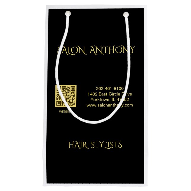 Bolsa De Regalo Pequeña Hair Salon Gold Black QR  (Anverso)