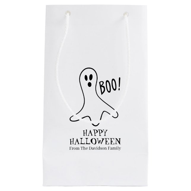 Bolsa De Regalo Pequeña Halloween boo personalizado fantasma negro y blanc (Anverso)