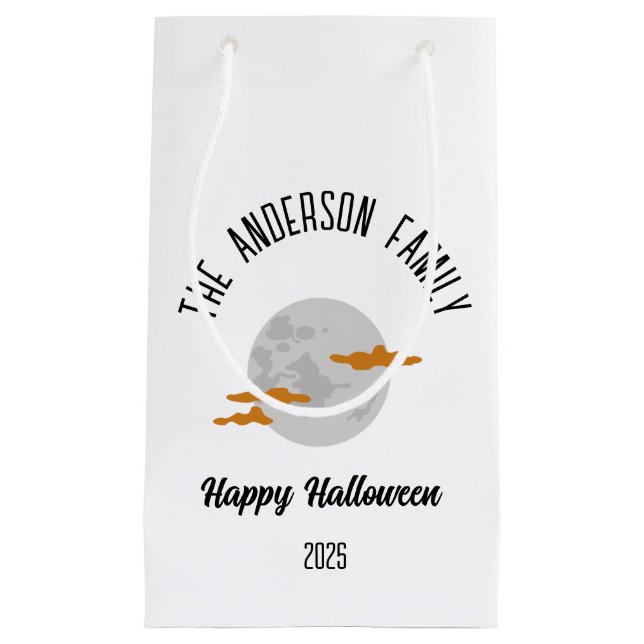 Bolsa De Regalo Pequeña Halloween Brillante Luna Completa Nombre Personali (Anverso)