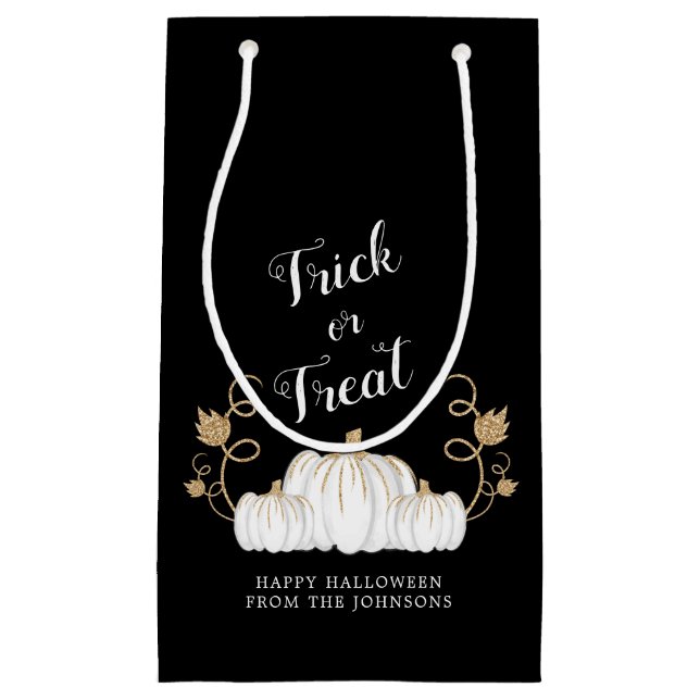 Bolsa De Regalo Pequeña Halloween de Calabaza Negra Cuta O Trata (Anverso)