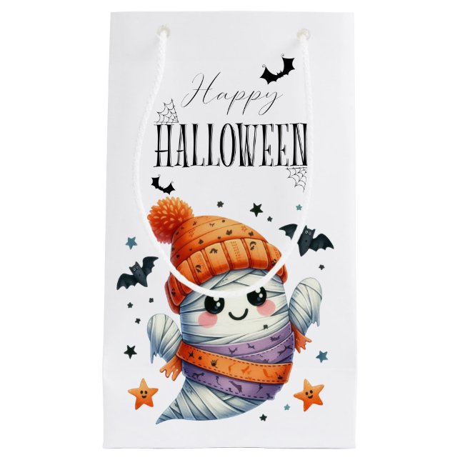 Bolsa De Regalo Pequeña Halloween de la calabaza fantasma (Anverso)