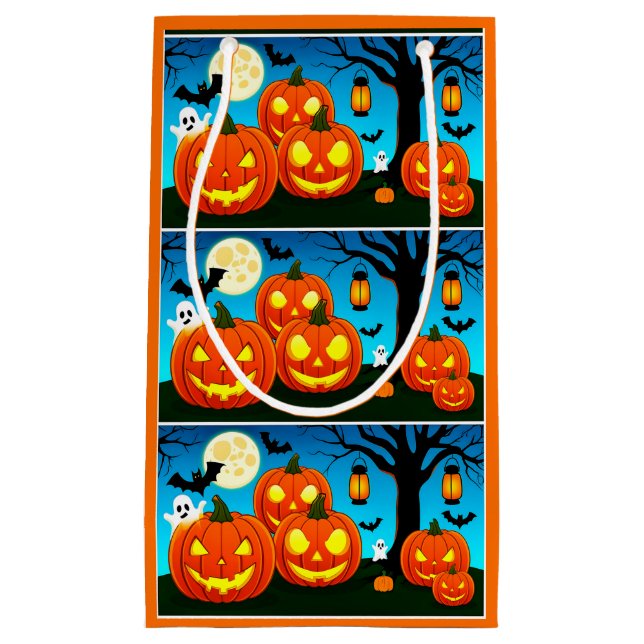 Bolsa De Regalo Pequeña Halloween Ghosts, Pumpkins, Bats (Anverso)