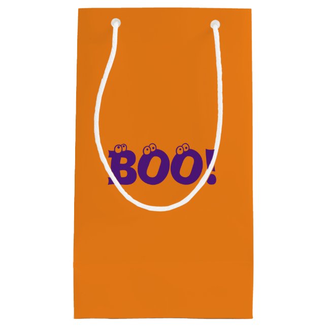 Bolsa De Regalo Pequeña Halloween Scary Boo! naranja púrpura de los ojos (Anverso)