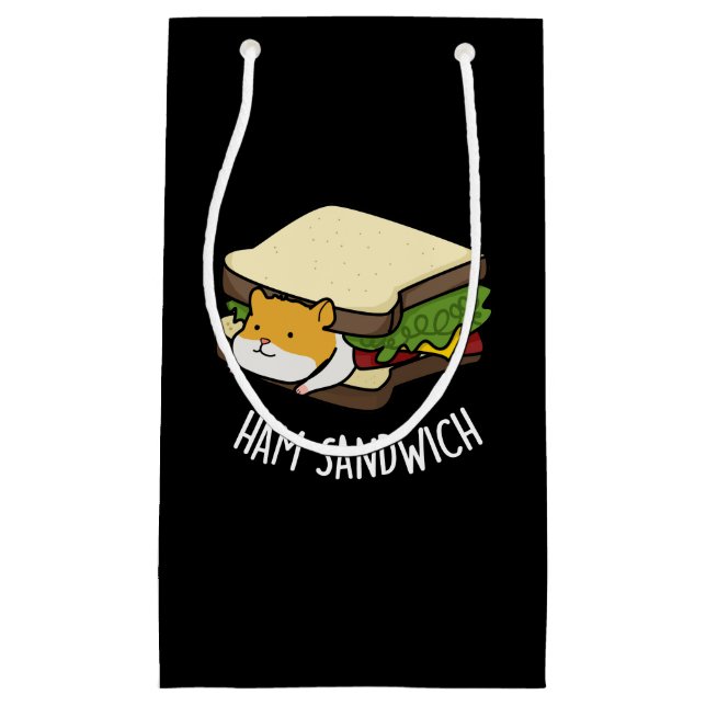 Bolsa De Regalo Pequeña Ham Sandwich Funny Hamster Pun Dark BG (Anverso)