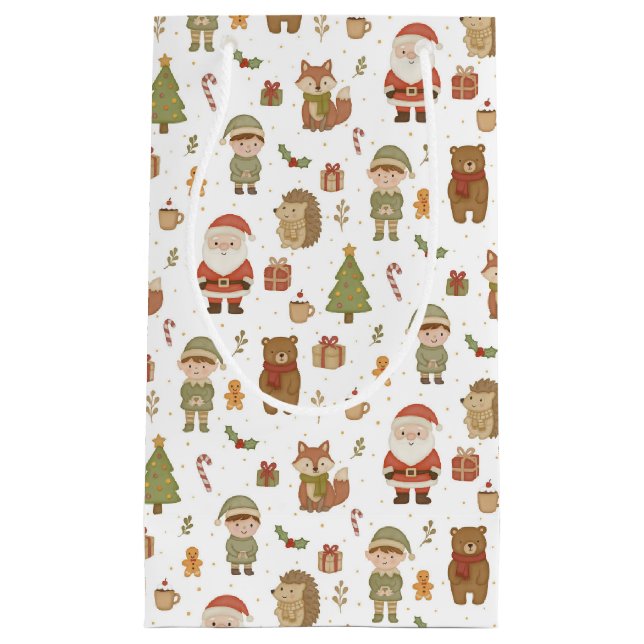 Bolsa De Regalo Pequeña Hand Drawn Christmas Woodland Gift Bag (Anverso)
