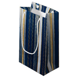 Bolsa De Regalo Pequeña Hanukkah Blues Stripes Blue White Gold