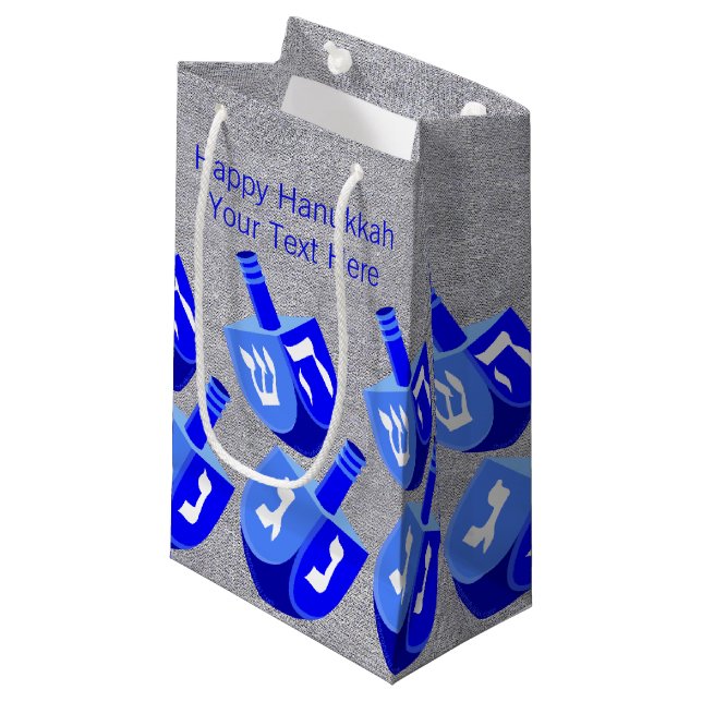 Bolsa De Regalo Pequeña Hanukkah Sueña En Patrón Azul Pequeña Festividad (Angulo Anverso)