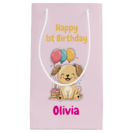 Bolsa De Regalo Pequeña Happy 1st Birthday Gift Wrap, Custom Puppy 