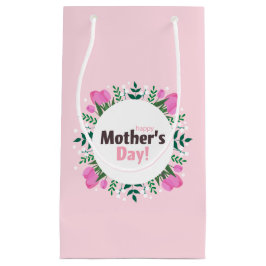 Bolsa De Regalo Pequeña Happy Mother's Day  Pink Tulips